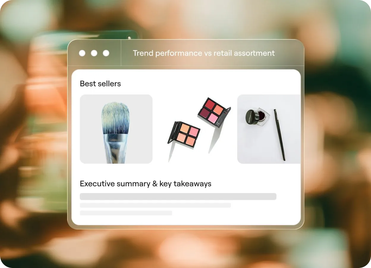 Zenline trend window comparing best-selling makeup with a retailer’s assortment