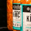 Jars of fermented kimchi