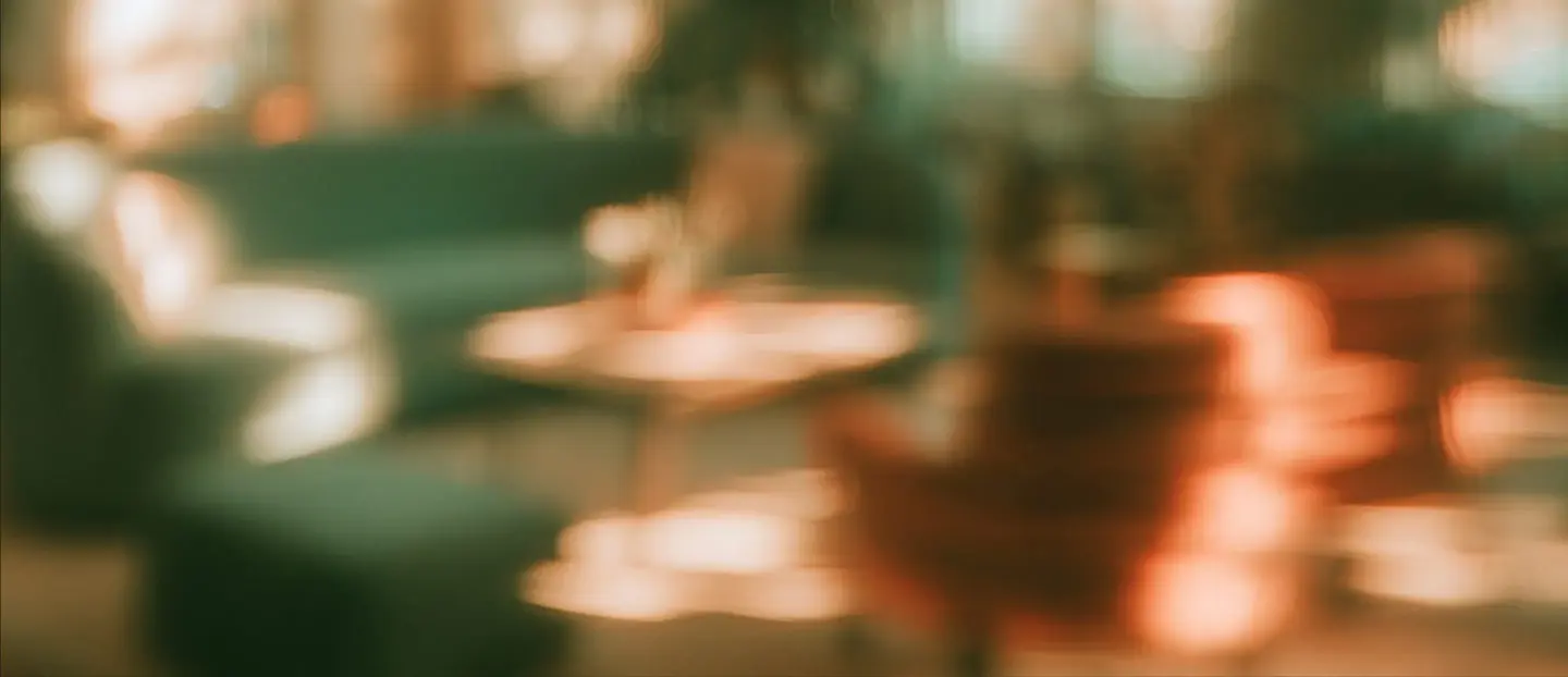 Furniture showroom with sofas, in motion blur