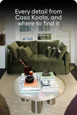 Social video showing a green sofa and coffee table