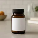 Brown supplement jar with a blank label