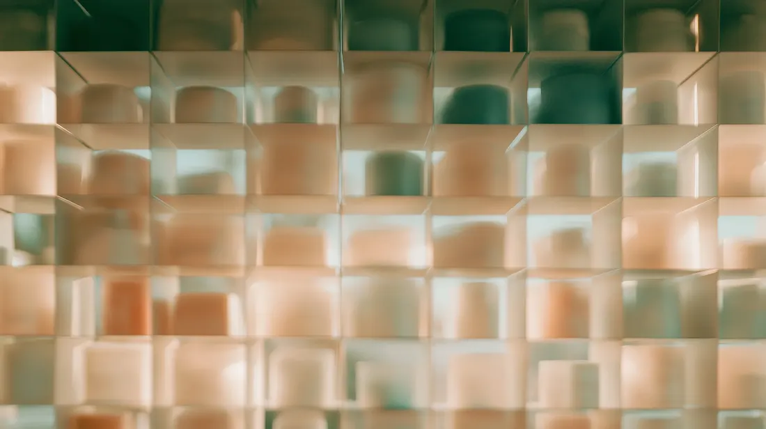 Shelves of neatly stacked products
