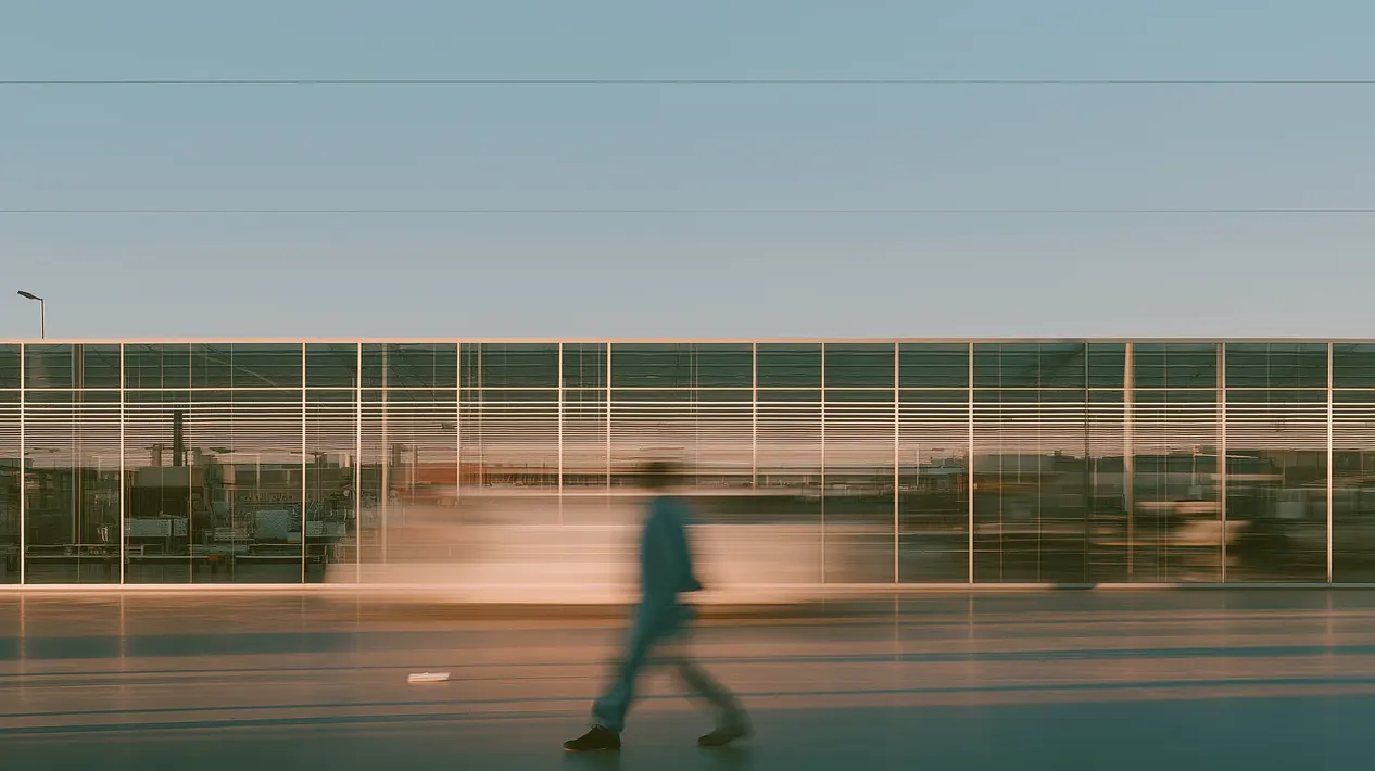 Modern office building with large glass windows