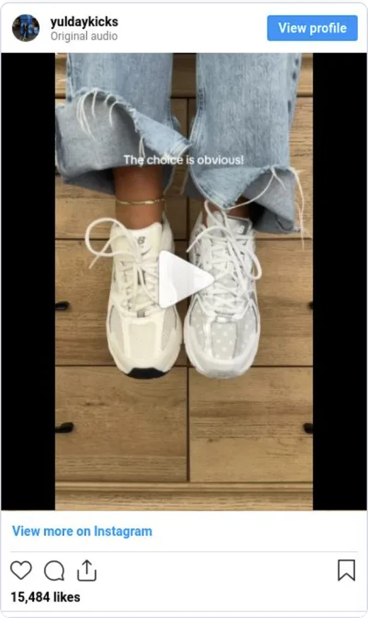 Instagram reel by yuldaykicks showing white trainers