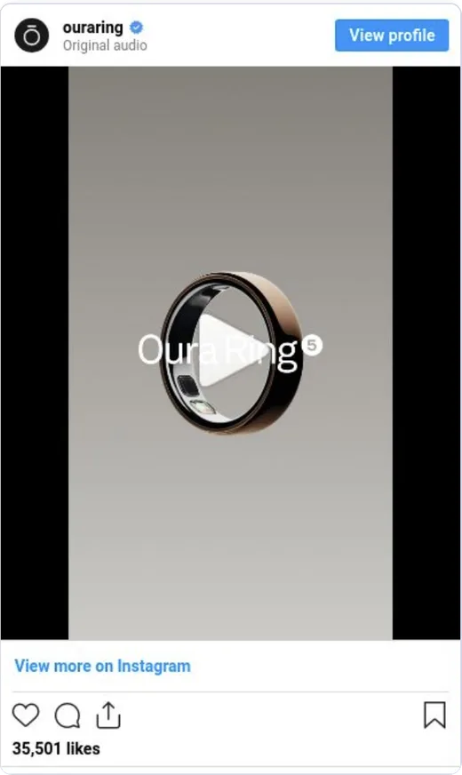 Instagram reel by ouraring presenting the Oura Ring