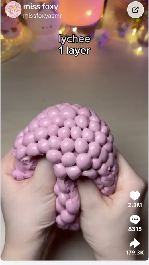 TikTok video by miss foxy showing a lychee jelly dessert
